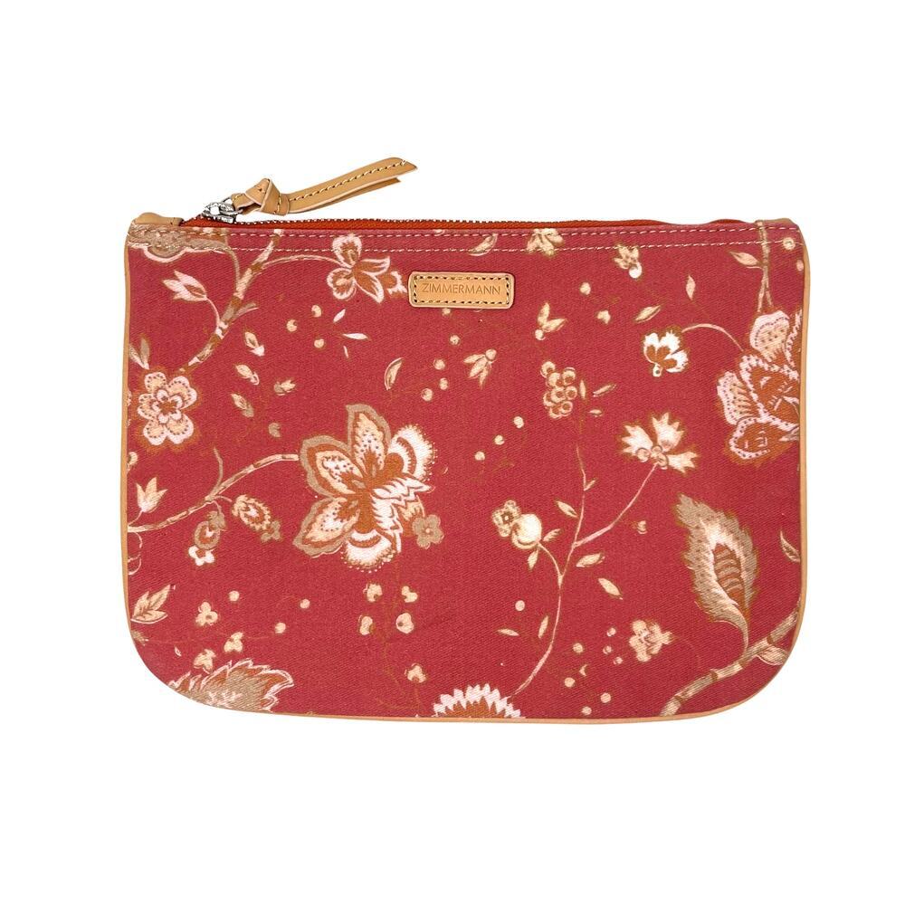 Zimmermann Pouch - Make-up Bag - Beach Bag - Clutch - Pink Red Tan Cream